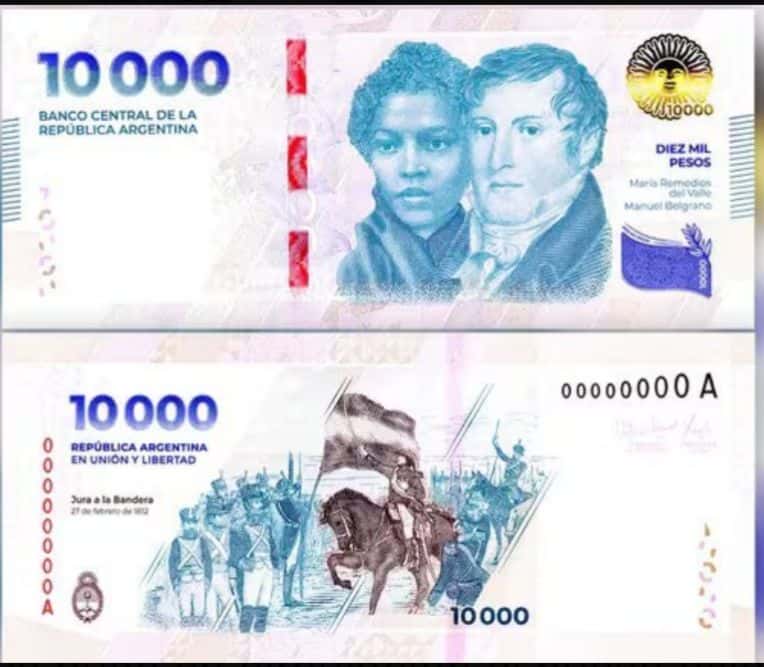 Los nuevos billetes de 10000 pesos ya se encuentran en circulación