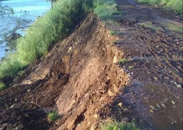 La costanera de Puerto Piray sigue en derrumbe